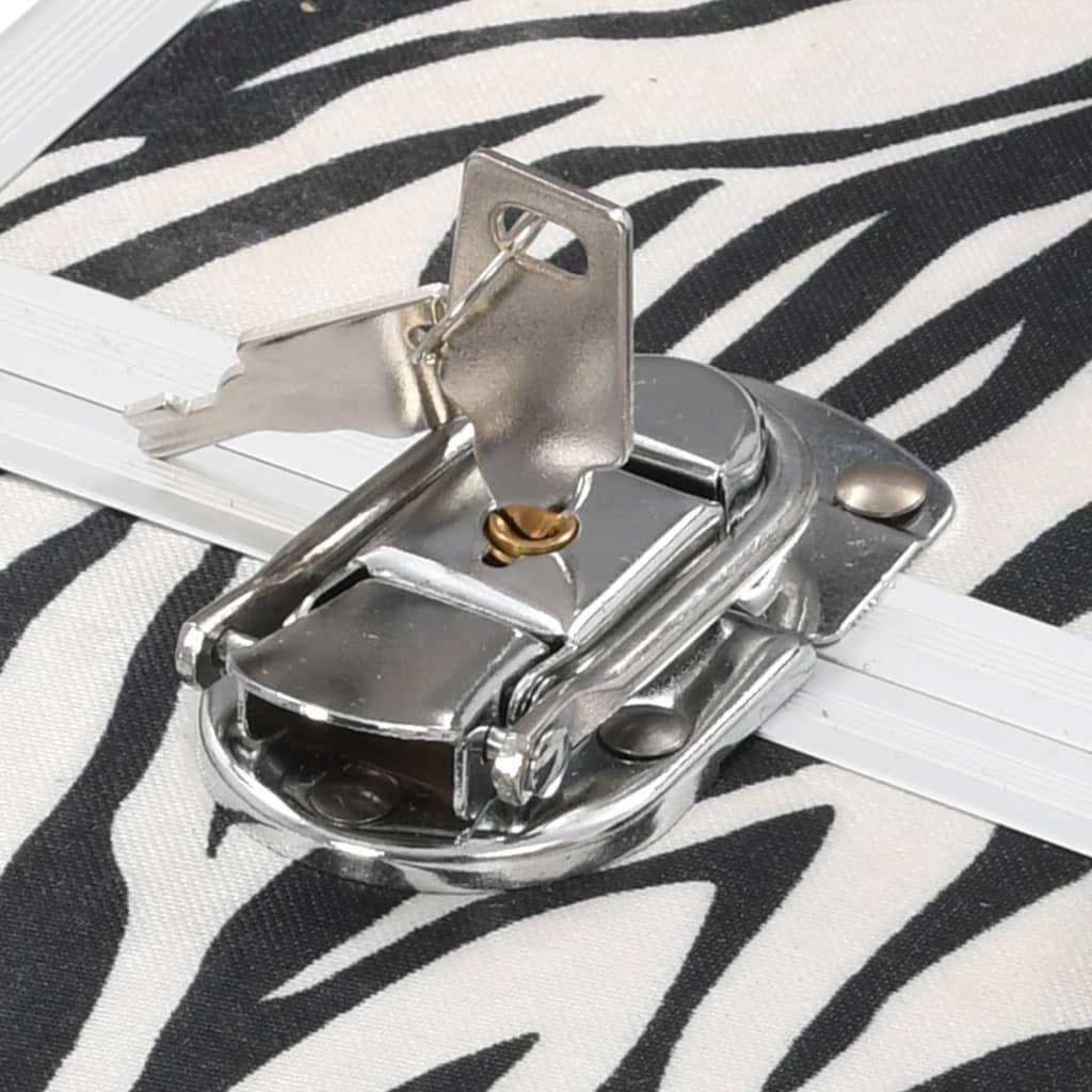 Make-up Case 37x24x35 cm Zebra Stripe Aluminium